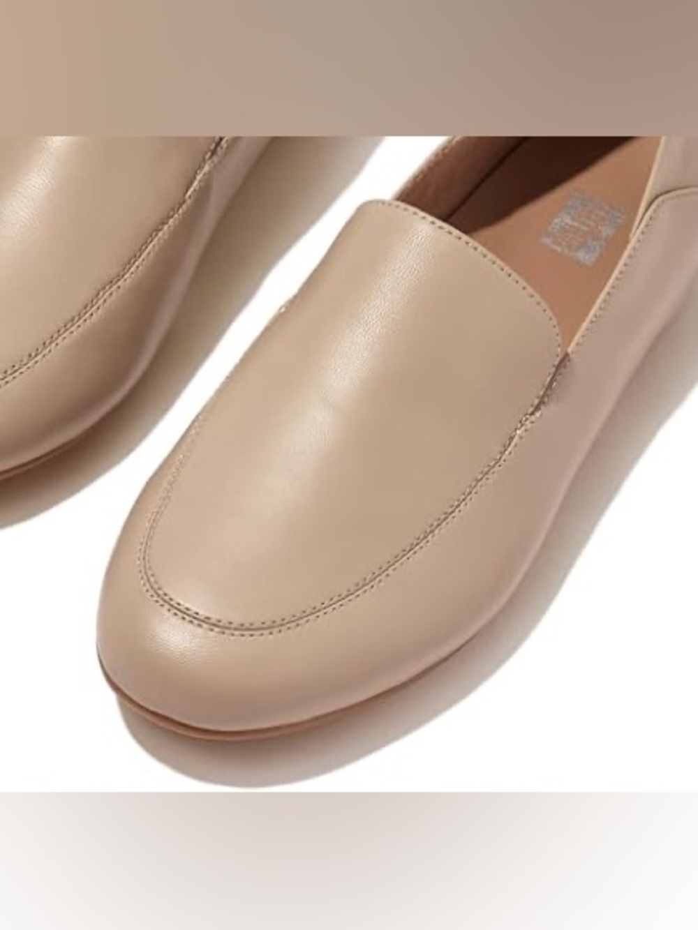 Fitflop Allegro Crush-Back Leather Loafers Stone Beige Size 7.5